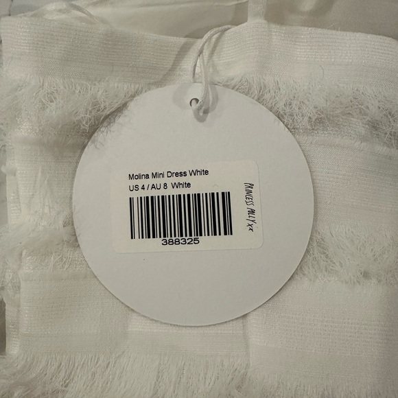 Princess Polly Molina White Mini Dress Size 4 straps eyelash ruffle fringe  NWT - Picture 11 of 12
